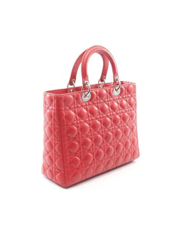 Dior Handbag Lady Large Cannage Red Leather 2-Way - Picture 2 of 9